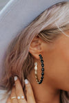 Black Gem Inlay Retro C-shape Earrings-Accessories-MomFashion