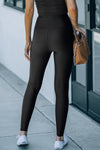 Black High Rise Tight Leggings with Waist Cincher-Bottoms-MomFashion