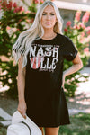 Black Nashville Music Festival Trending T-Shirt Dress-Dresses-MomFashion