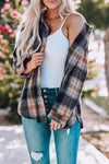 Black Oversize Rounded Hem Plaid Shacket with Slits-Outerwear-MomFashion