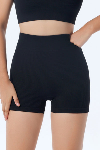 Black Peach Hip Fitness Yoga Shorts-Activewear-MomFashion