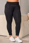 Black Plus Size High Waist Pocketed Skinny Pants-Plus Size-MomFashion