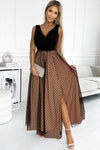 Black Polka Dot Mesh Overlay Sleeveless Maxi Dress-Dresses-MomFashion