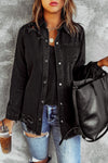 Black Ripped Denim Jacket-Outerwear-MomFashion