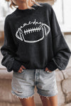 Black Rugby game day Graphic Pullover Sweatshirt-Graphic-MomFashion