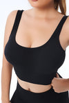 Black Seamless U Neck Sleeveless Cropped Yoga Top-Activewear-MomFashion