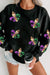 Black Sequin Carnival Graphic Pullover Sweatshirt