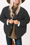 Black Snap Button Furry Reversible Coat-Outerwear-MomFashion