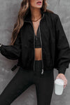 Black Solid Full Zipped Jacket-Outerwear-MomFashion