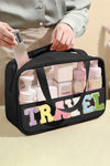 Black TRAVEL Chenille Letter Clear PVC Makeup Bag-Accessories-MomFashion