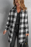 Black Turn-down Collar Plaid Shirt Coat-Outerwear-MomFashion