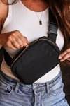 Black Waterproof Zipped Crossbody Chest Bag 20*5*14cm-Shoes & Bags-MomFashion