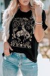 Black Western COWBOY 78 Graphic Crew Neck T Shirt-Graphic-MomFashion