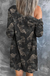 Black Wild Tiger Print Button Front Cardigan-Tops-MomFashion