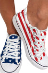 Blue American Flag Lace-up Canvas Flat Shoes-Shoes & Bags-MomFashion