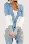 Blue Front Pocket and Buttons Closure Cardigan-Tops-MomFashion