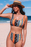 Bohemian Print High Waist Bikini Set-Swimwear-MomFashion