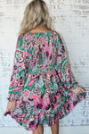 Boho Paisley Print Ruffle Hem Dress-Dresses-MomFashion