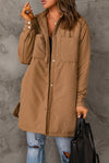 Brown Button Down Padded Jacket with Pockets-Outerwear-MomFashion