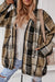 Brown Checkered Drawstring Hooded Zip-Up jacket