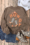 Brown HOWDY Western Fashion Graphic Sweatshirt-Graphic-MomFashion
