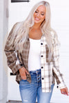 Brown Mixed Plaid Soft Oversized Shirt-Tops-MomFashion