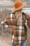 Brown Plaid Flap Pockets Shacket-Outerwear-MomFashion