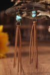 Brown Turquoise Tassel Drop Earrings-Accessories-MomFashion