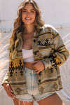 Brown Western Aztec Print Jacket-Outerwear-MomFashion