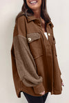 Chestnut Exposed Seam Elbow Patch Oversized Shacket-Outerwear-MomFashion