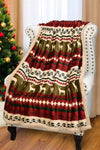 Christmas Elk Print Reversible Sherpa Fleece Blanket 130*150cm-Accessories-MomFashion
