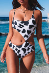 Cow Animal Print One-piece Swimsuit-Swimwear-MomFashion