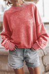 Drop Shoulder Crew Neck Pullover Sweatshirt-Tops-MomFashion