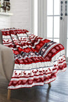 Fiery Red Christmas Elk Print Reversible Sherpa Fleece Blanket 130*150cm-Accessories-MomFashion