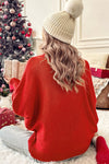 Fiery Red Christmas Holly Jolly Tinsel Graphic High Neck Sweater-Tops-MomFashion