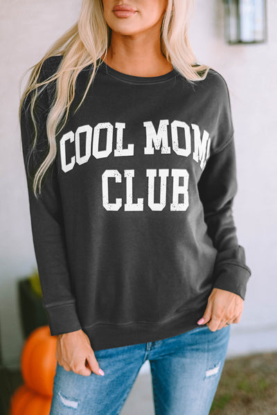 Gray COOL MOMS CLUB Drop Shoulder Sweatshirt-Tops-MomFashion