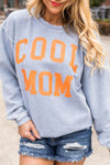 Gray Cool Mom Graphic Print Cording Sweatshirt-Tops-MomFashion