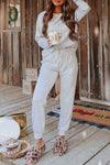 Gray Long Sleeve Pullover and Jogger Pants Lounge Set-Loungewear-MomFashion