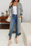 Gray Textured Knit Pocketed Duster Cardigan-Tops-MomFashion