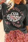 Gray WE TRUST IN DOLLY Western Fashion Graphic Tee-Graphic-MomFashion