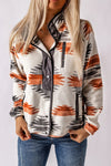 Gray Western Aztec Snap Buttoned Fleece Jacket-Outerwear-MomFashion