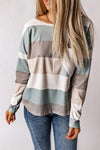 Green Color Block Ribbed Long Sleeve Top with Pocket-Tops-MomFashion