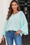 Green Exposed Seam Ribbed Knit Dolman Top-Tops-MomFashion