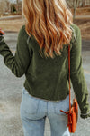 Green Textured Round Neck Long Sleeve Top-Tops-MomFashion