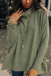 Jungle Green Cowl Neck Shift Tunic Top-Tops-MomFashion