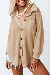 Khaki Waffle Knit Button Up Casual Shirt-Tops-MomFashion