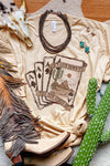 Khaki Western Poker Cards Graphic T Shirt-Graphic-MomFashion