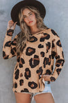 Leopard Print Long Sleeve Loose Top-Tops-MomFashion