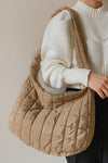 Light French Beige Quilted Zipper Large Shoulder Bag-Shoes & Bags-MomFashion