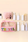 Light Pink TRAVEL Chenille Letter Clear PVC Makeup Bag-Accessories-MomFashion